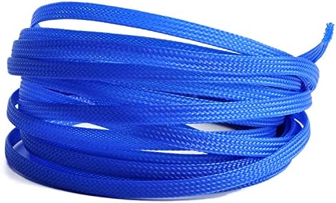 Bettomshin 1Pc 16.4Ft(5m) Cable Management Sleeve, 1/4"(6mm) Width PET Blue Cord Protector, Wire Loom Tube Insulated Split Sleeving for USB Cable Power Cord Organizer Video Cable Hider