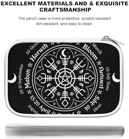 Fashion Pencil Case Waterproof Thin Organizer Box For Art Pens, Pencils, And More Norse Viking Vegvisir Compass Goth Pentagram
