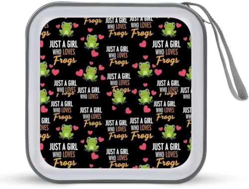 CD Wallet Frogs Protective Disc Cases Storage Binder 40 Capacity | Just A Girl Who Loves Frogs DVD Case Holder Organizer Portable Hand Strap for Car Office Travel