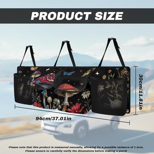 Mushroom Butterfly Car Trunk Organizer Hanging Car Back Seat Storage Bag Collapsible Auto Cargo Bag Auto interior Accessories for Most Sedans SUV Jeep Trucks MPV