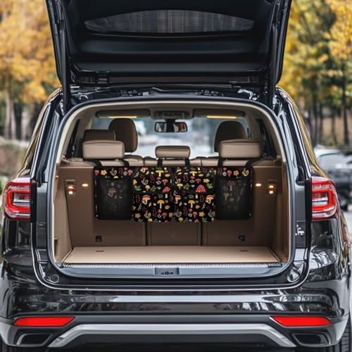 Dreaweet Mushroom Trunk Organizer for Women Cute Car Storage Accessories Interior Back Seat Hanging Organizer with 4 Pockets Collapsible Cargo Storage Bag Auto Organizer for SUV,Truck,Van