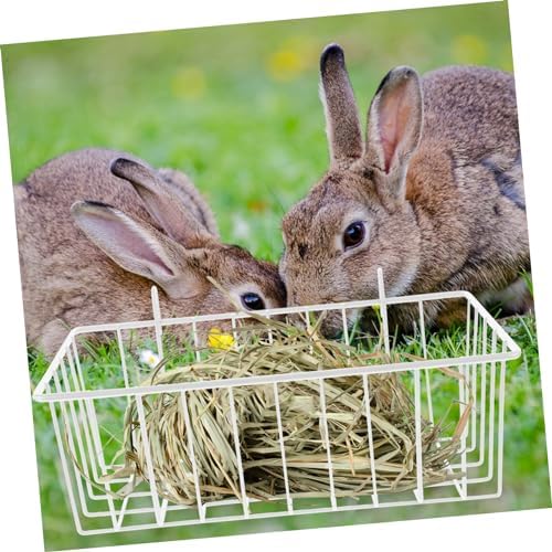 UKCOCO Wear Resistant Rabbit Feeder Rack Hanging Hay Holder with Hook for Cage Convenient Small Portable Bunny Feeder for Clean Organized Food Storage and Easy to Clean Hay Rack for