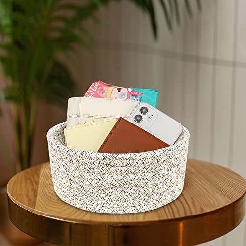 ABenkle 2 Pack Small Baskets, Cotton Rope Woven Basket, Cute Mini Tiny Storage Baskets, Decorative Boho Basket for Nursery Living Room Bedroom Shelf, Empty Gift Basket - Mix Brown