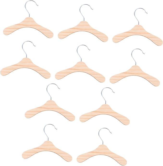 MERRYHAPY 10pcs Wooden Pet Apparel Hangers Dog Clothing Rack Lightweight and Portable Pet Costume Organizer for Dogs and Cats Easy to Install Natural Wood Finish