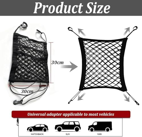 Car Pet Barrier for Dodge Charger SRT ScatPack Hellcat Daytona 2015-2023, Dog Net Organizer Back Seat Mesh Divider Puppy Guard Automotive Storage Bag 3-Layer Stretchable Cargo Netting
