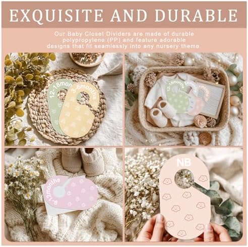 slapaflife Baby Closet Dividers, Double-Sided Cute Design Baby Clothes Dividers for Closet, Baby Clothes Organizer for Sorting Clothing in 7 Sizes from Newborn to 12+ Months