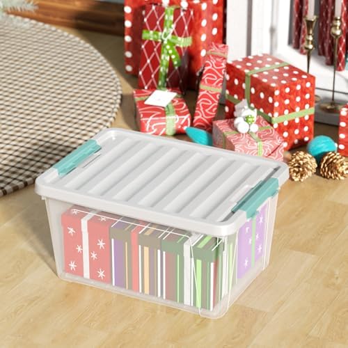 Zopnny 35 Qt Clear Stackable Storage Bins with Lids, 6-Pack
