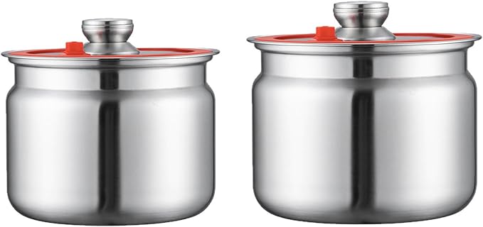 Mekalero Sturdy Stainless Steel Kitchen Storage Jars with Clip Airtights Seal for Preserving Rice Flour Coffee Dry Goods Airtights Container with Clip
