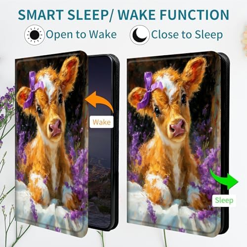 Case for Samsung Tab A11+ Plus 2026/Galaxy A9 Plus 11" 2024, 360 Degree Rotating Stand with Multi-Angle Vertical & Horizontal Viewing Shockproof Protective Shell for Women Men, Lavender Cow
