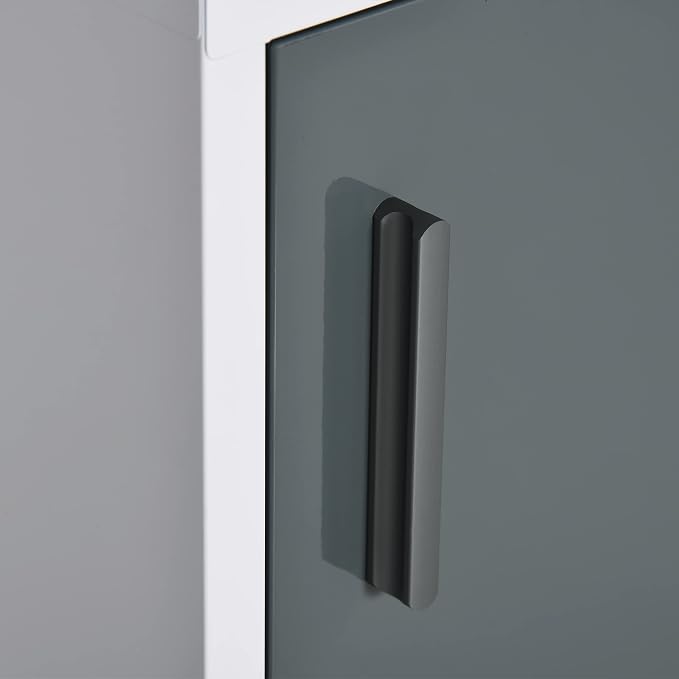 kleankin Bathroom Medicine Cabinet, Lockable, Shelves On Door, White Grey | Shelves Inside, First Aid Bathroom Wall Medical Cabinet