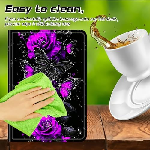 Universal Case for T-Mobile Revvl Tab 2 10.1" Model:9185W 2025/Revvl Tab 5G 10.36" 2023, 360 Degree Rotating Kickstand Protective Stand Leather Shell Cover for 9"-10.5", Purple Rose Art