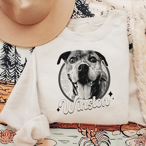 Chillever Personalized Dog Potrait Hoodie, Custom Photo Dog Mom Shirt, Sweatshirt, Gift for Dogs Cat Lovers