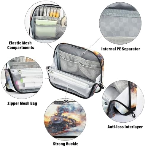 Locomotive Train Pencil Case for Kids Girls Boys | Large Pencil Pouch Pen Bag Holder with Big Capacity