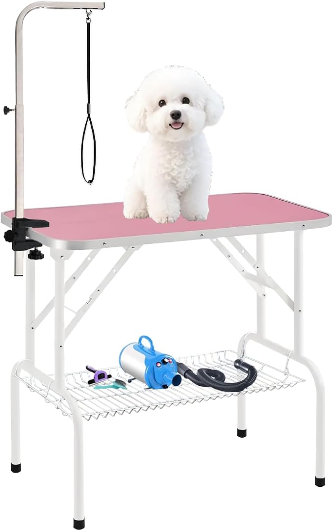 Baohe-32 Inch Dog Grooming Table - Pet Grooming Table - Foldable, Adjustable Arm, Portable, Non-Slip Grooming Table for Dogs at Home
