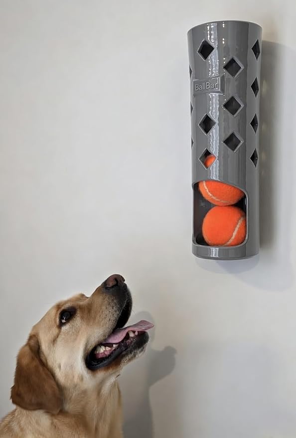 Wall Mounted Tennis Ball Holder for Dogs | Weatherproof ASA Dog Ball Storage for Garage, Patio, Mudroom or Porch - Fits Ball Launchers & Chuckers - Made in USA