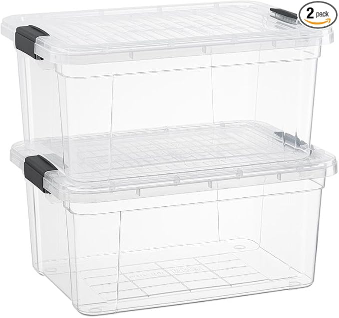 Superio 21 Quart Clear Plastic Storage Boxes with Lids, Stackable Organizer Containers, BPA-Free Storage Bins for Home, Office, School & Dorm, 2 Pack