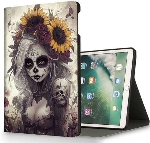 for Microsoft Surface Go 4/3/2/1-10.5" 2021 Tablet Case,Auto Wake/Sleep,Adjustable Stand Protective Cover - Sugar Skull Sunflower