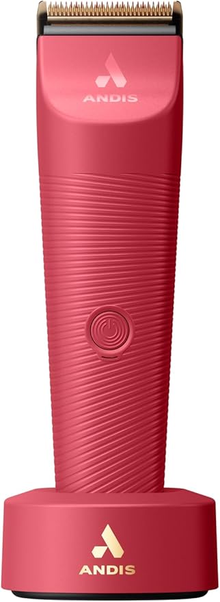 Andis 79125 Vida 5-in-1 Cordless Adjustable Blade Pet Hair Clipper, 11-Piece Kit, Non-Slip Design, Slim Profile, Versitile Fit, Grooming, Raspberry