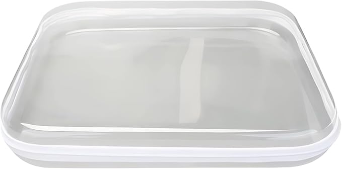 Hard Plastic Storage Box, 13.8 x 12.2 x 2 in (35 x 31 x 5 cm), Clear Stackable PET Organizer, with Zipper and Label Stickers, for Playthings, Toiletries, Cosmetics