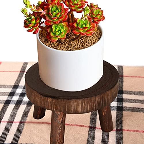 Footstool Footstool Solid Wood Round Bench Flower Pot Holder Plant and Succulent Flower Pot Base Display Stand Stool Home Garden Patio Decor Foot Stool Footrest (Color : Wood Color S) (Brown S)
