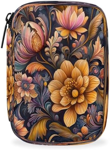 Pill Organizer Box Ethnic Style Retro Pattern 7-Day Weekly Medicine Pill Case Travel Pill Container Portable Pill Holder Storage Purse Bag Small Compact Size for Vitamin Supplement Birth Control