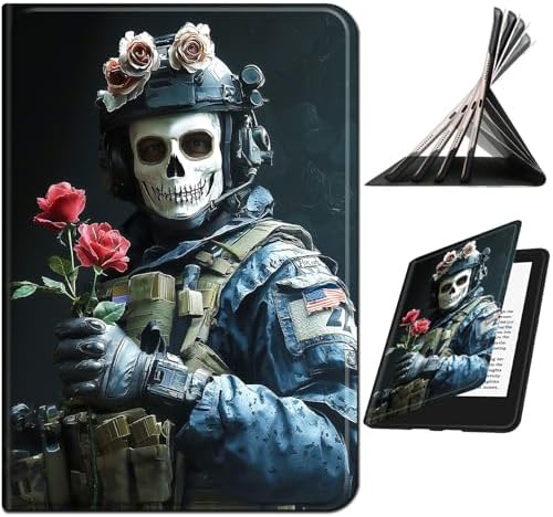 Case for Samsung Tab S10 Ultra/S9 Ultra/S8 Ultra 14.6" 2024/2023/2022 | Slim Leather Smart Cover with Multi-Angle Anti-Slip Stand [Auto Wake/Sleep] Shell for Women Men, Skull Man Flower