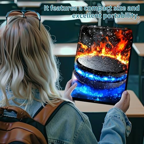 Case for Samsung Galaxy Tab A 10.1" 2019 SM-T510/T515/T517, 360 Degree Rotating Stand with Multi-Angle Vertical & Horizontal Viewing Shockproof Shell for Women Men, Blue Red Flames