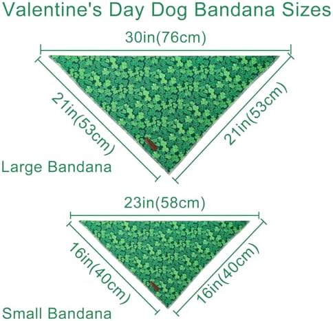 St. Patrick's Dog Bandana, UP URARA PUP Shamrock Triangle Bid Scarf for Medium Large Dogs, Cotton Kerchief for Girl Boy Puppies, Cute Spring Green Bandana,L