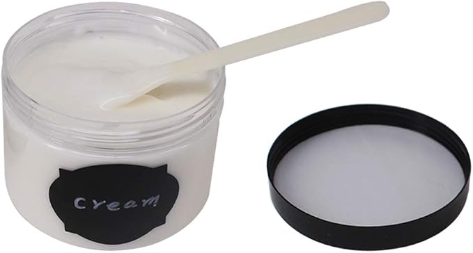 zmybcpack 12 Pack 8 oz Clear Plastic Jars with Black Lids, Storage Jars | PET Container for Cosmetics, Cream, Gel, Kitchen, Travel, Slime, Include 1 Spatula, 1 Pen & Labels