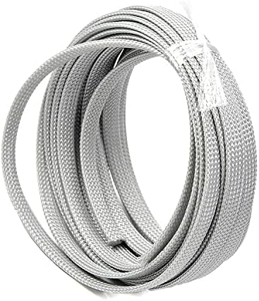 Bettomshin 1Pc 16.4Ft(5m) Cable Management Sleeve, 5/16"(8mm) Width PET Grey Cord Protector, Wire Loom Tube Insulated Split Sleeving for USB Cable Power Cord Organizer Video Cable Hider