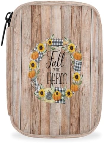 Pill Organizer Box Autumn Farm Wreath 7-Day Weekly Medicine Pill Case Travel Pill Container Portable Pill Holder Storage Purse Bag Small Compact Size for Vitamin Supplement Birth Control