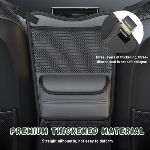 Ohleats Car Organizer Storage Between Seats, Nappa Leather Auto Handbag Holder for Document Phone Storage, Large Capacity Automotive Console Pocket Purse, Car Accessories (Gray)