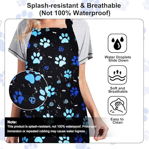 Dog Grooming Water-repellent Apron with 2 Pockets, Animals Puppy Dogs Pets Kitchen Chef Aprons for Grooming Cooking