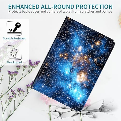 Case for Samsung Galaxy Tab S9 11"/S9 FE 2023/S10 FE/S10 Lite 10.9" 2025, 360 Degree Rotating Stand with Multi-Angle Vertical & Horizontal Viewing Shockproof Shell, Blue Galaxy