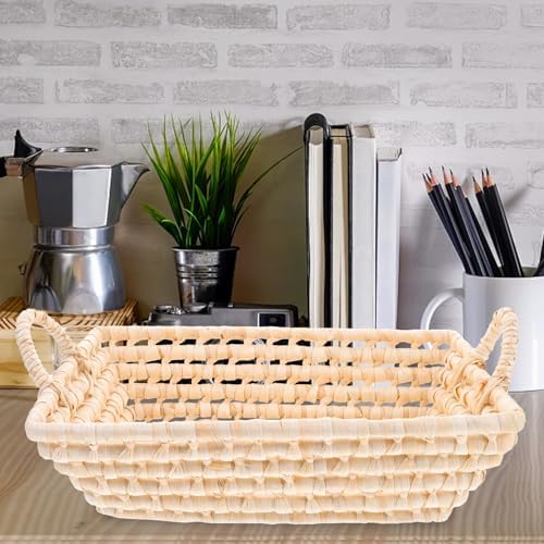 VICASKY Small Woven Storage Basket in Corn Husk for Home Decor