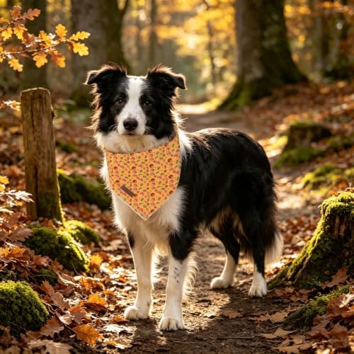 Fall Dog Bandana, UP URARA PUP Puppy Bandana for Small,Medium Dog, Hedgehog Mushroom Cotton Triangle Bid Scarf Dog, Pet Kerchief for Girl Boy Dogs or Cats, Fancy Fall Classic Dog Bid Scarf