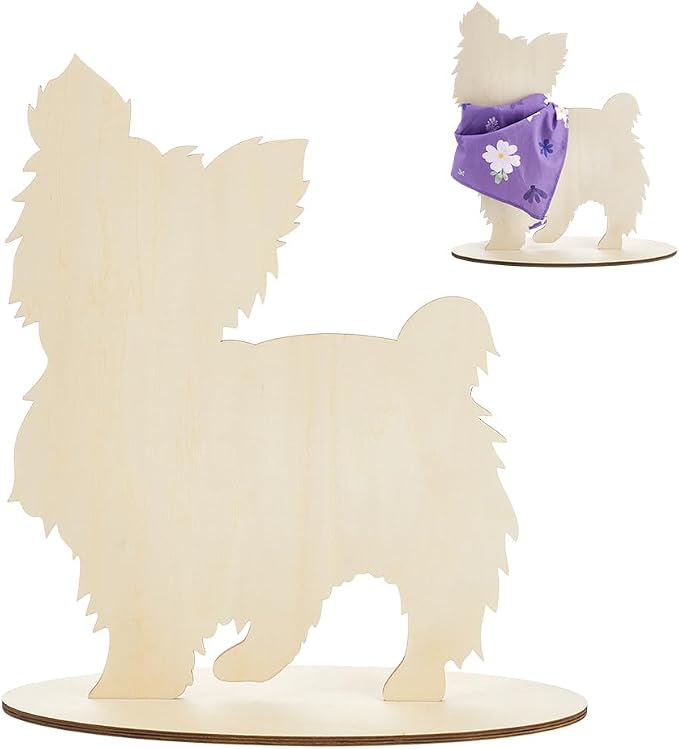 AHANDMAKER Wooden Dog Silhouette Display Stand Blank Pet Scarf Holder Dog Bib Rack for Pet Photography Craft Show PropsStore Display Photo Props Pet Accessory Booth