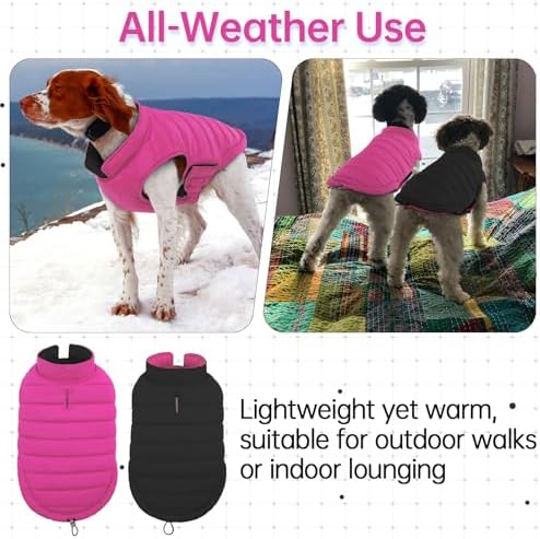 Lelepet Reversible Dog Coat Windproof Dog Puffer Jacket Lightweight Vest