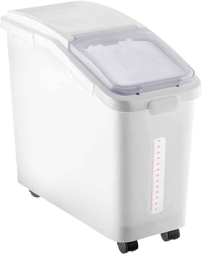 VEVOR Ingredient Storage Bin, 11.4 Gallon Capacity Shelf Ingredient Bin, 280 Cup Flour Bins on Wheels Commercial Prosave Shelf-storage Ingredient Bin with Lid and Scoop Rice Bin for Kitchen White | Ideal for Kitchen Rice, Dog Food, Flour, Sugar Storage...