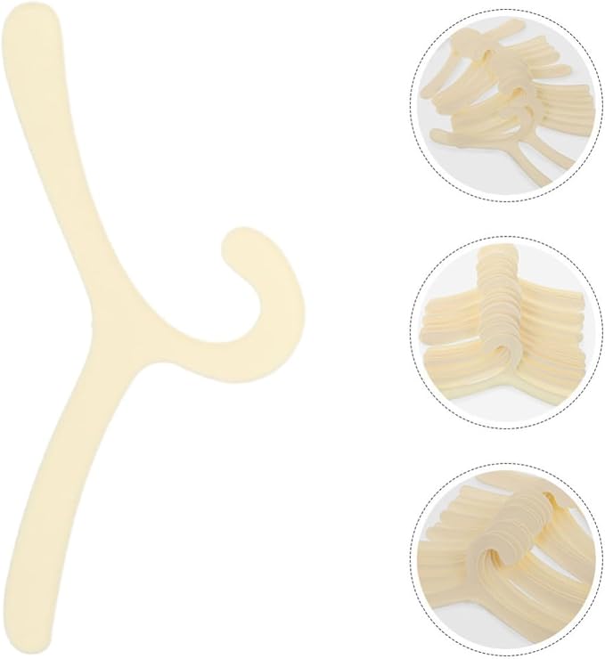 24pcs Plastic Pet Clothing Hangers for Small Dogs and Cats, Minimalist Design, Convenient Hanging Rack for Organizing Pet Apparel in Closets, Beige Stylish Clothes Holder