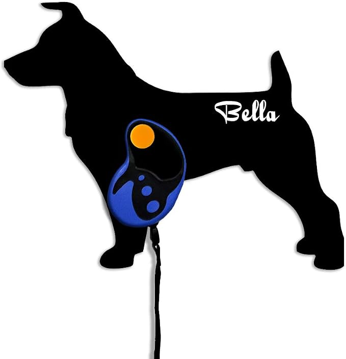 Jack Russell Terrier Dog Silhouette - Custom Name Dog Leash Holder - Wall Hook