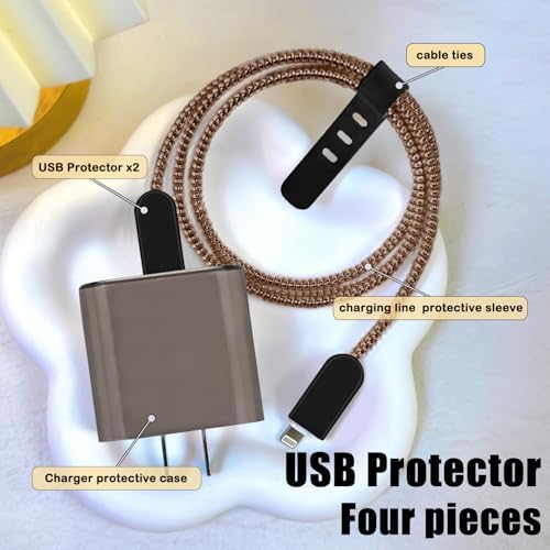 CameCosy Phone Cable Protector for iPhone 18W/20W USB-C Charger, Unique Design Clear Black Cover, Translucent Silicone Data Line Cable Cover Wire Saver for iPhone