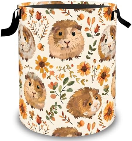 Guinea Pig Laundry Basket Hamper, Organizer Bins Gifts for Women Kids, Small Pet Animal Foldable Waterproof Clothes Hamper Handles Storage Bucket for Bedroom Bathroom Room Decor 19.7"x15.7"