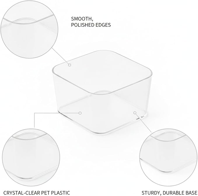 Durable PET Plastic Desktop Organizer, Transparent Storage Bin for Office Desk and Drawer Organization