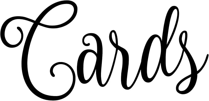 Cards 5w x 2.5h Label | Home Kitchen Organization | Die Cut Vinyl Decal | Black Fancy Font (Sticker Only)
