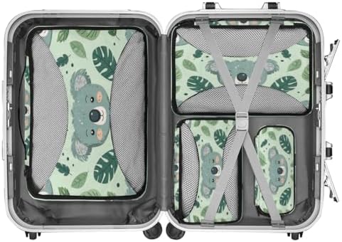 Koala 4 Set Packing Cubes Luggage Organizer Bags for Travel Accessories and Essentials, Cartoon Koala