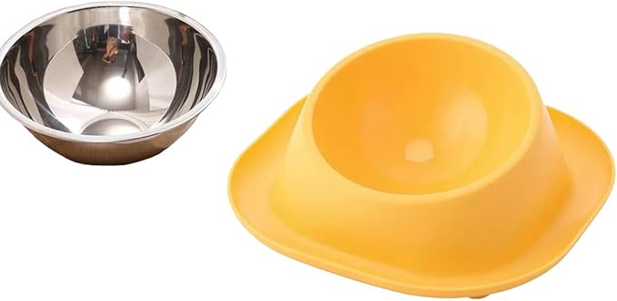 No Spill Cat Bowl Ant Proof Cat Dish for Kitten Pet Dog Small Animals Yellow S