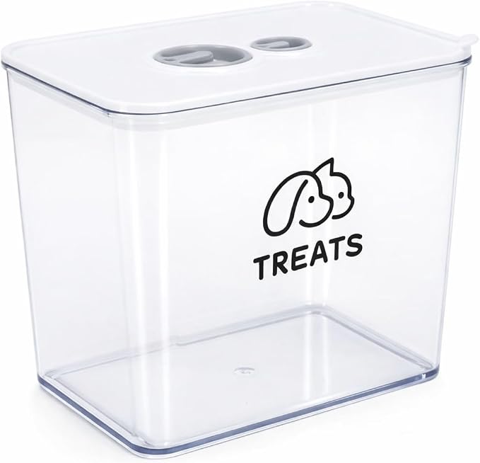 4Qt Pet Food Storage Containers, Airtight Dog Food Storage Container with Chronograph Wheel Design, Dog Treat Container with Suitable for Pet,Bird Seeds,Dog & Cat Treats(White)