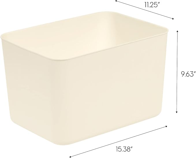 IRIS USA Storage Bins with Lids |Made in USA| Large (4-Pack) - Off White | Modern Basket Container Boxes for Bedroom, Living Room, Kitchen, Bathroom & Closet Organization