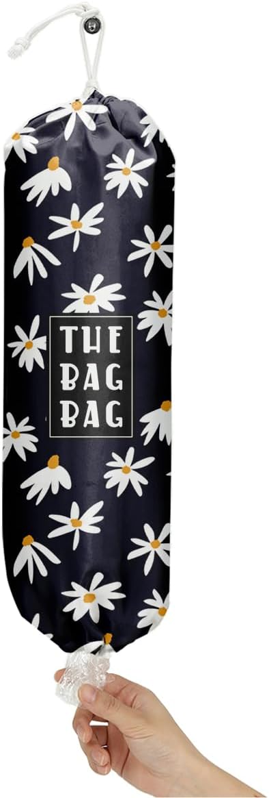 Plastic Bag Holder,Reusable And Washable Country Style Grocery Bag organizer,For Home Kitchen Travelling Camping Decor, use 1 Pack,Daisy Pattern